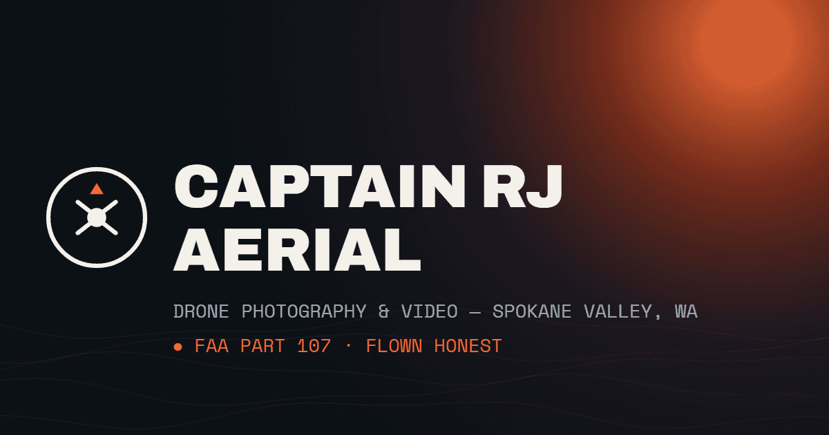 Captain RJ Aerial brand artwork with orange light and topographic lines