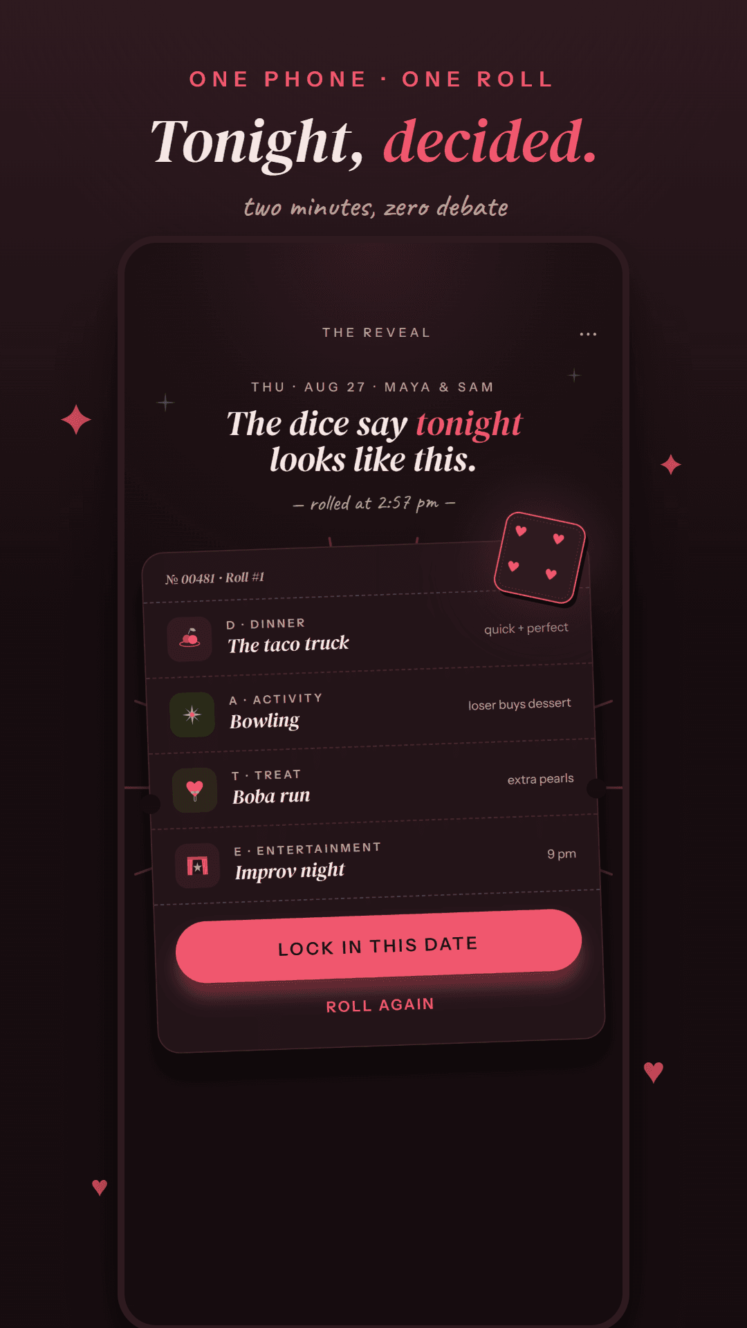 DATE Midnight campaign artwork showing the revealed plan for tonight